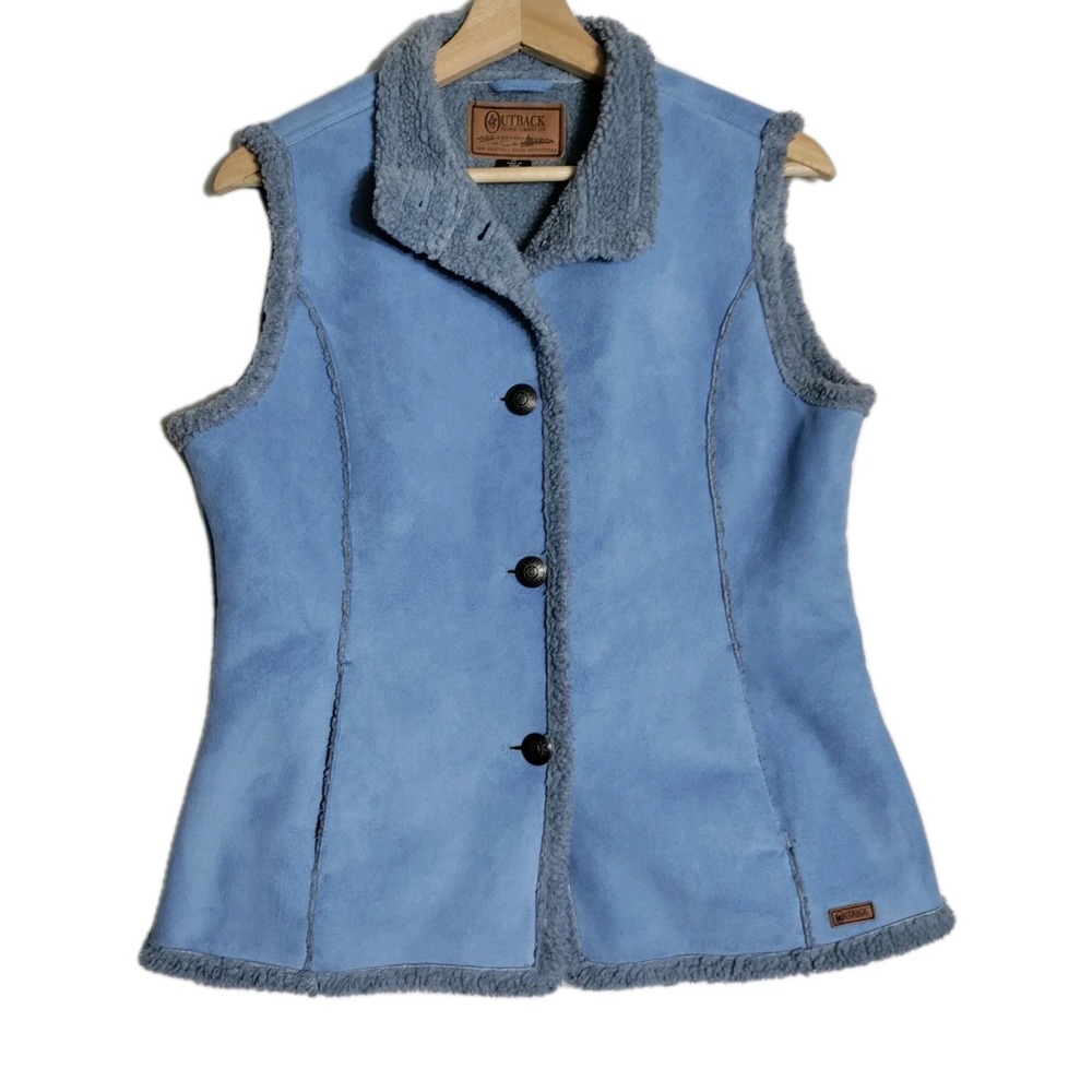 Outback Trading Company‎ Womens Blue Button Front  Vest SZ Medium